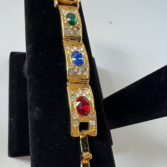Faberge Gold Watch with Colorful Rhinestones - Picture 5 of 8